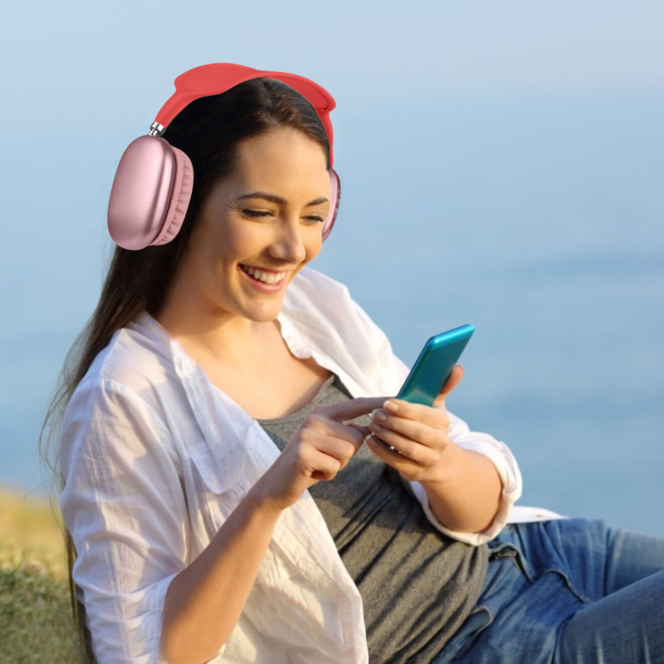 Onamaste Casque sans fil Bluetooth rouge