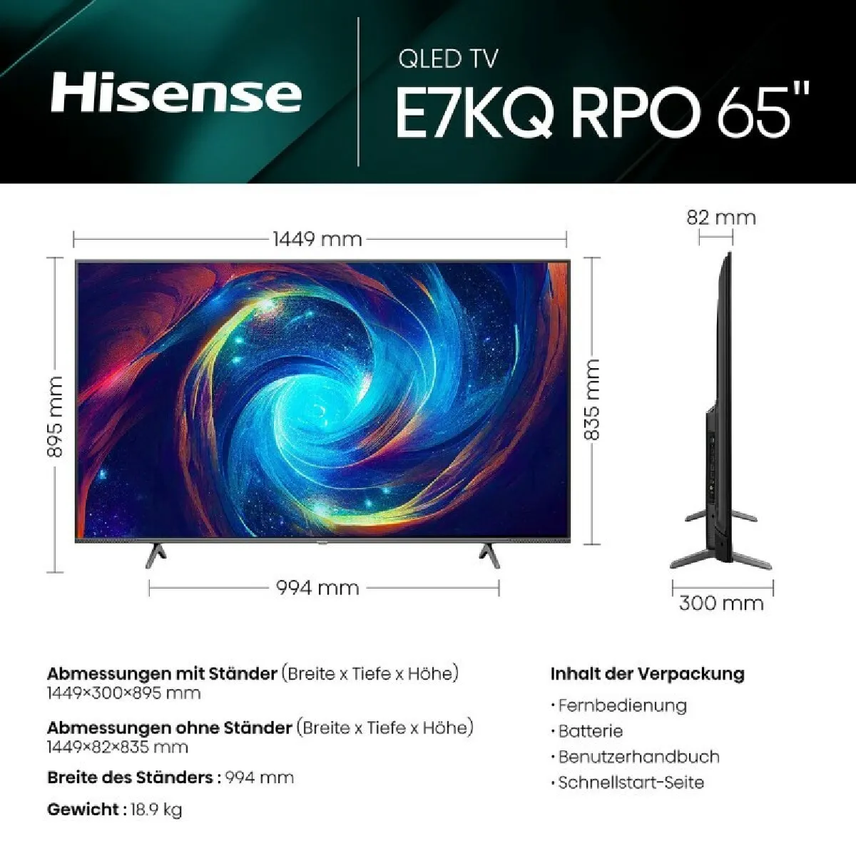 HISENSE 65E7K PRO - 65 pouces