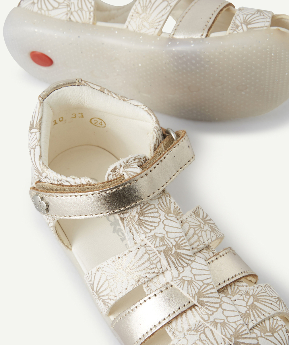 KICKERSLES SANDALES BLANCHES ET COULEUR DORÉE EN CUIR