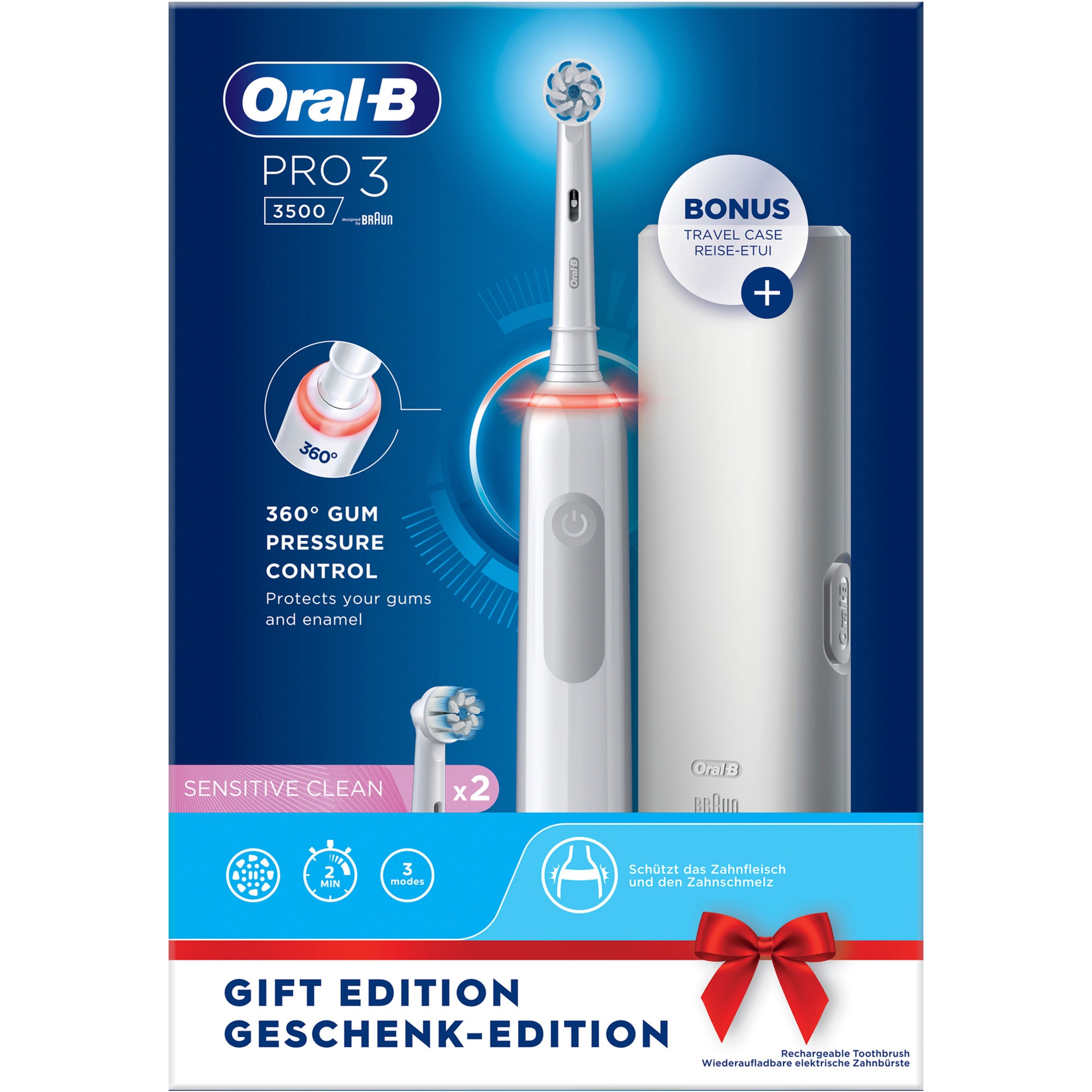 Braun Elektrische Zahnbürste Oral-B Pro 3 3500 mit Reiseetui