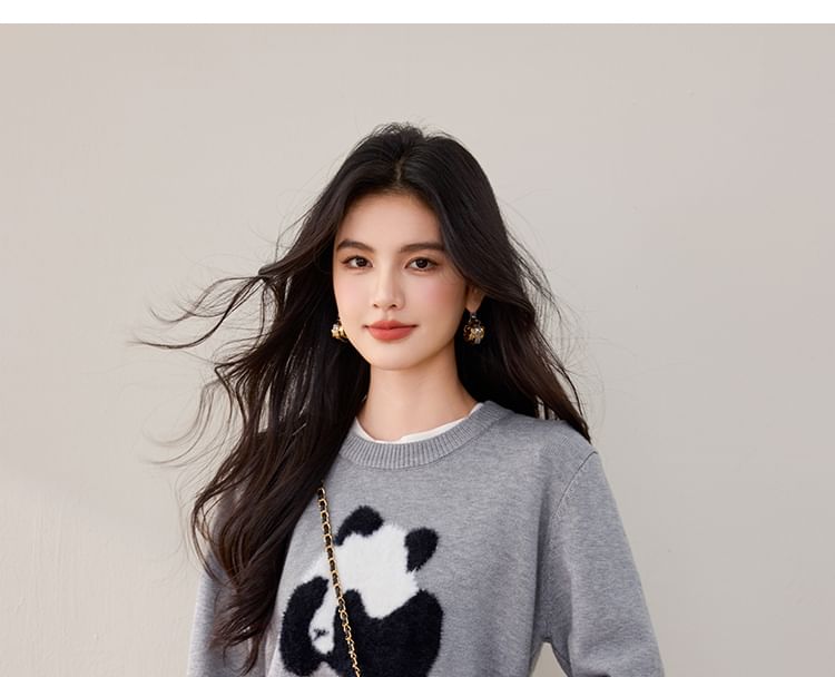 Dragan Pulse - Ronde hals Panda Jacquard Trui