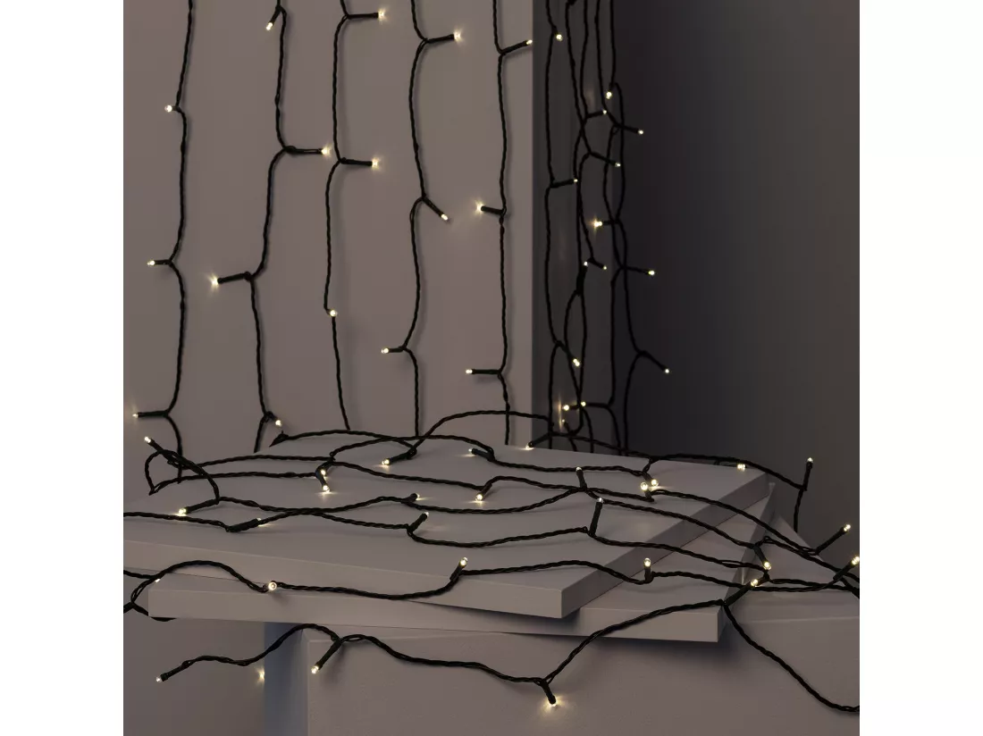 Guirlande LED Extérieure Solaire Câble 22m 3000K Blanc chaud