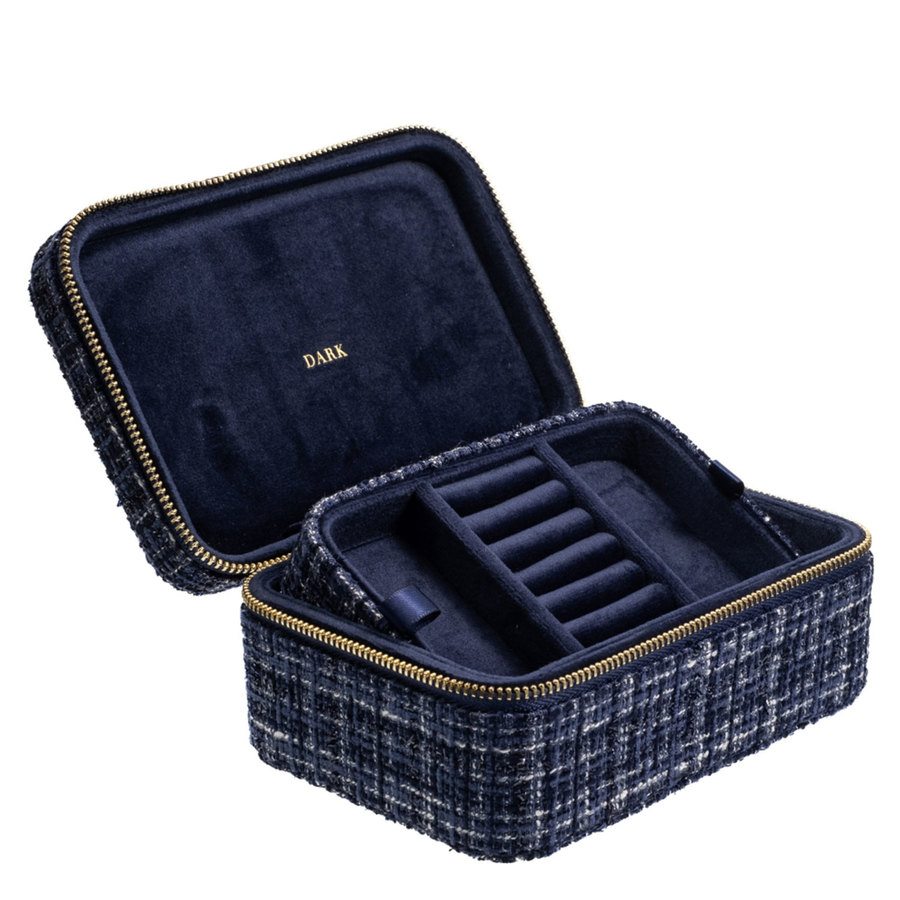 DARK Tweed Jewellery Box Navy Blue
