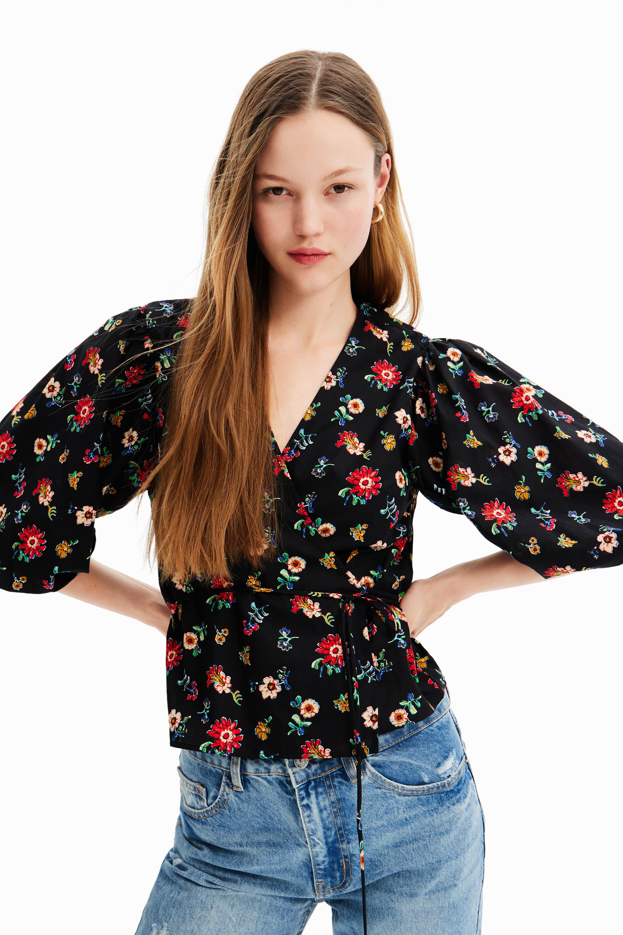 Blouse croisée fleurs