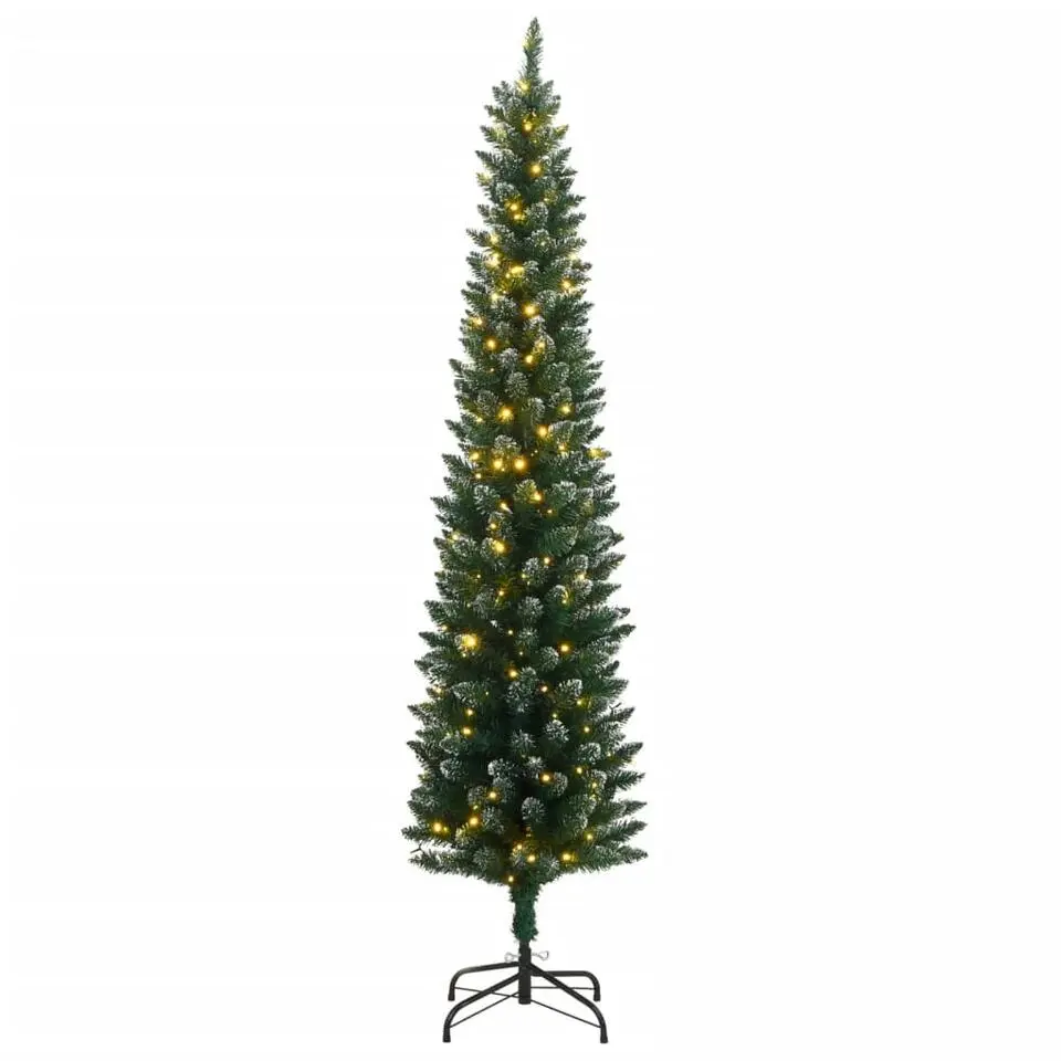 vidaXL - Kunstkerstboom met 208 tips en 150 LED's 180 cm - Groen en wit - PVC