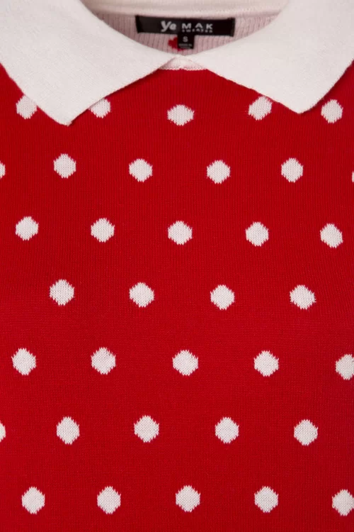 Mak Sweater Kristen Polkadot trui in rood en ivoor