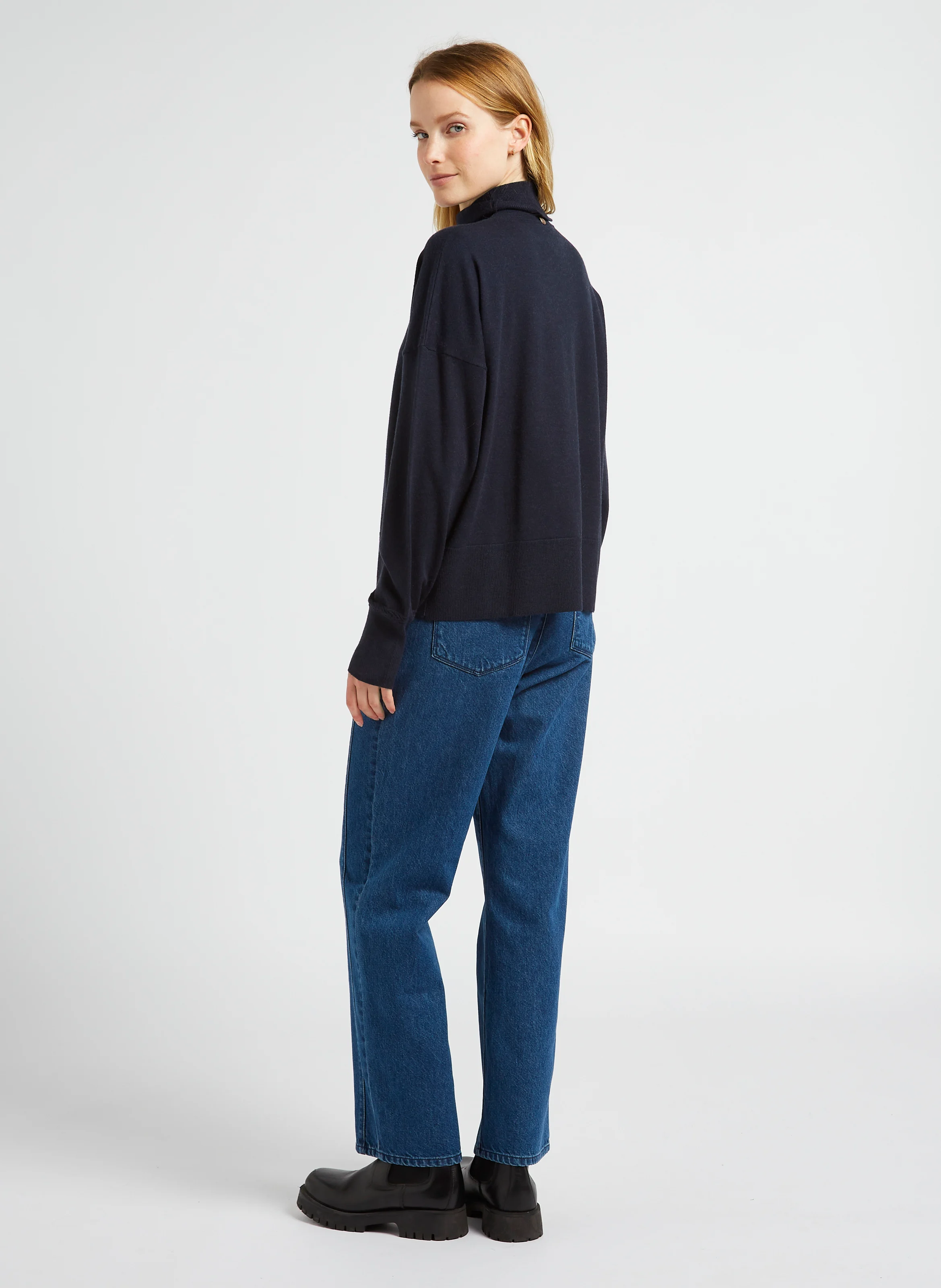LE AVA - Jean droit en coton | Bleu