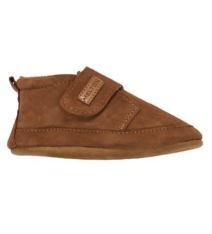 Melton Leder-Krabbelschuhe - Chestnut
