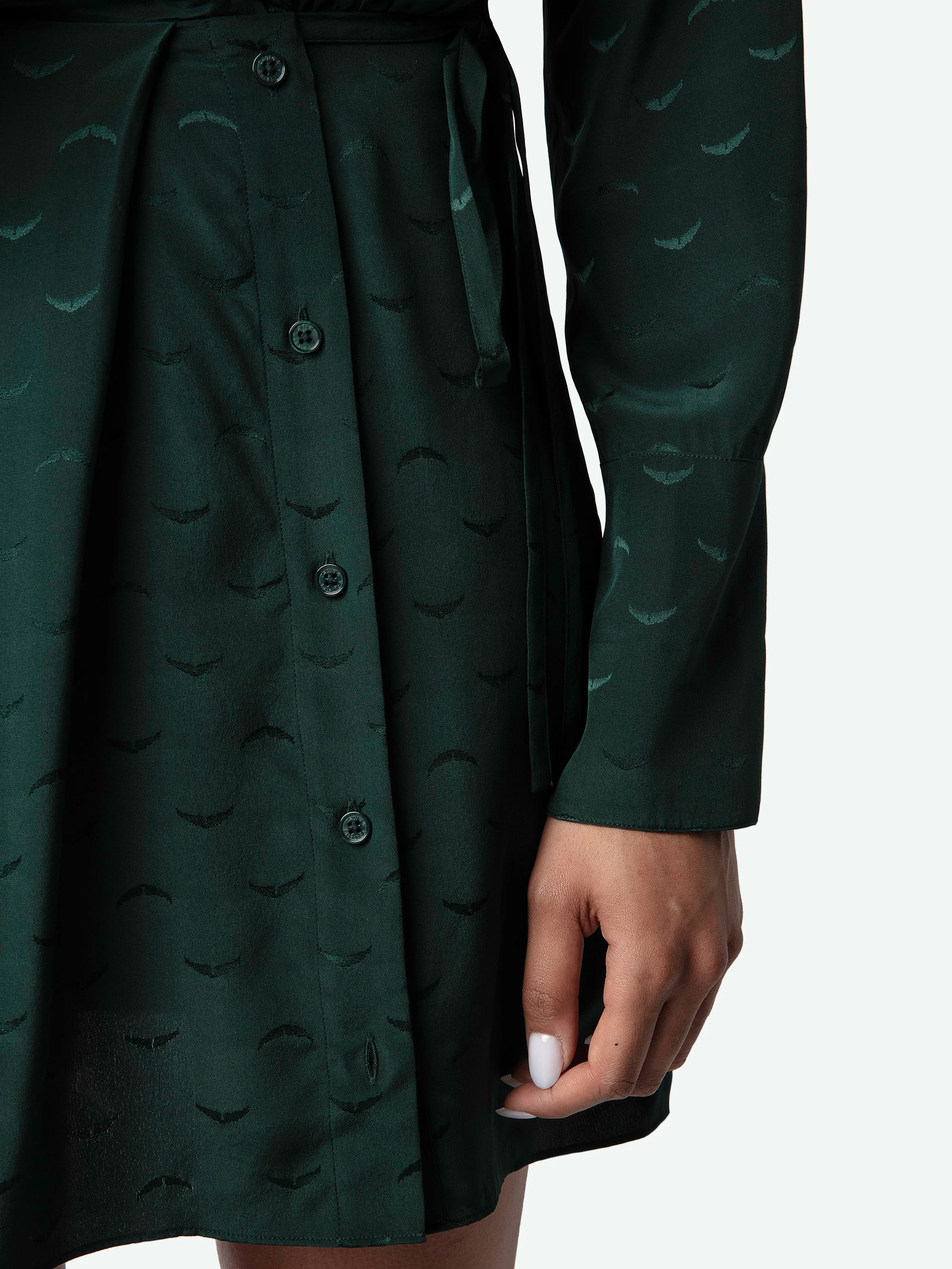RUNELLE - Robe courte col classique en soie | Vert
