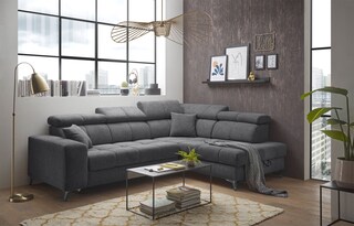 Ecksofa Sydney 282x86-105x198 grau Garnitur inkl. Kissen
