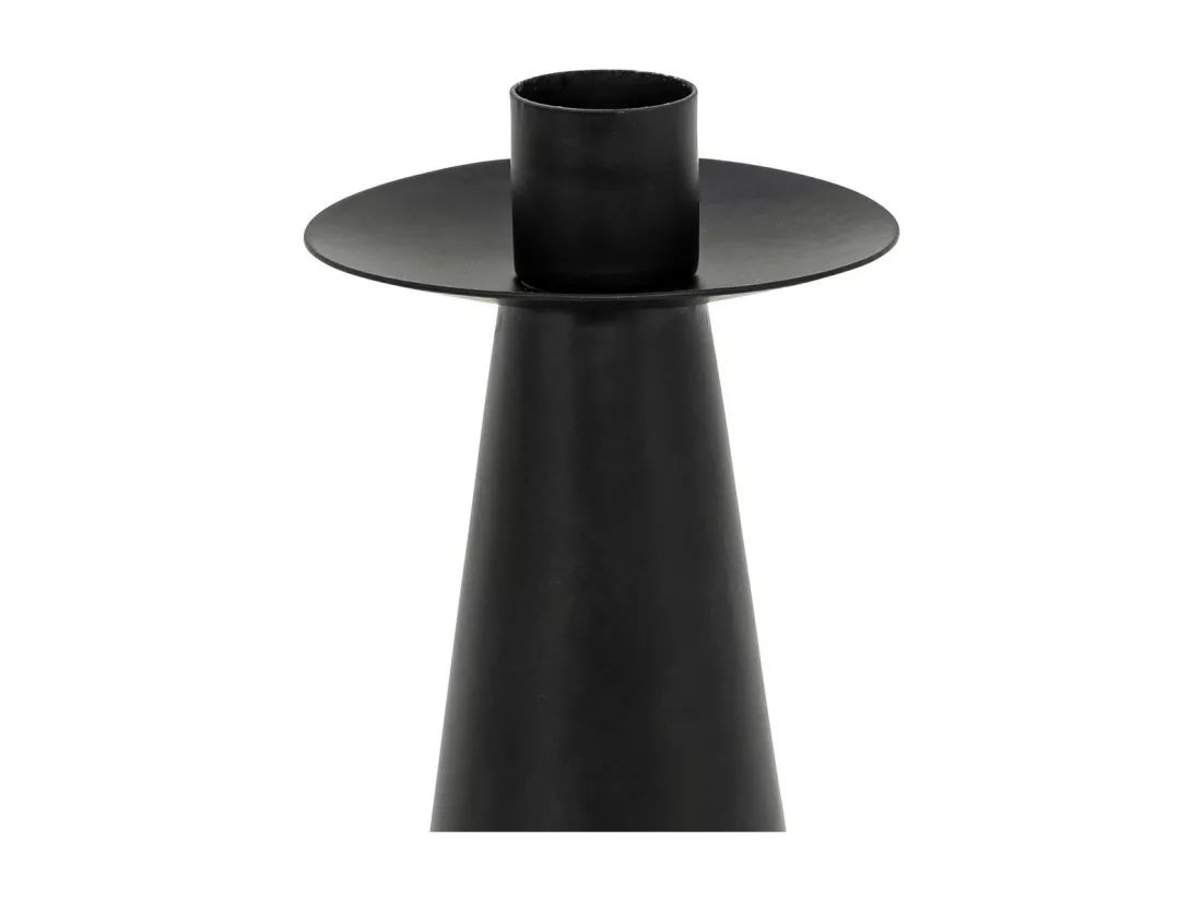 Lot de 2 Bougeoirs Chandeliers en métal noir mat H 20 et H 24 cm