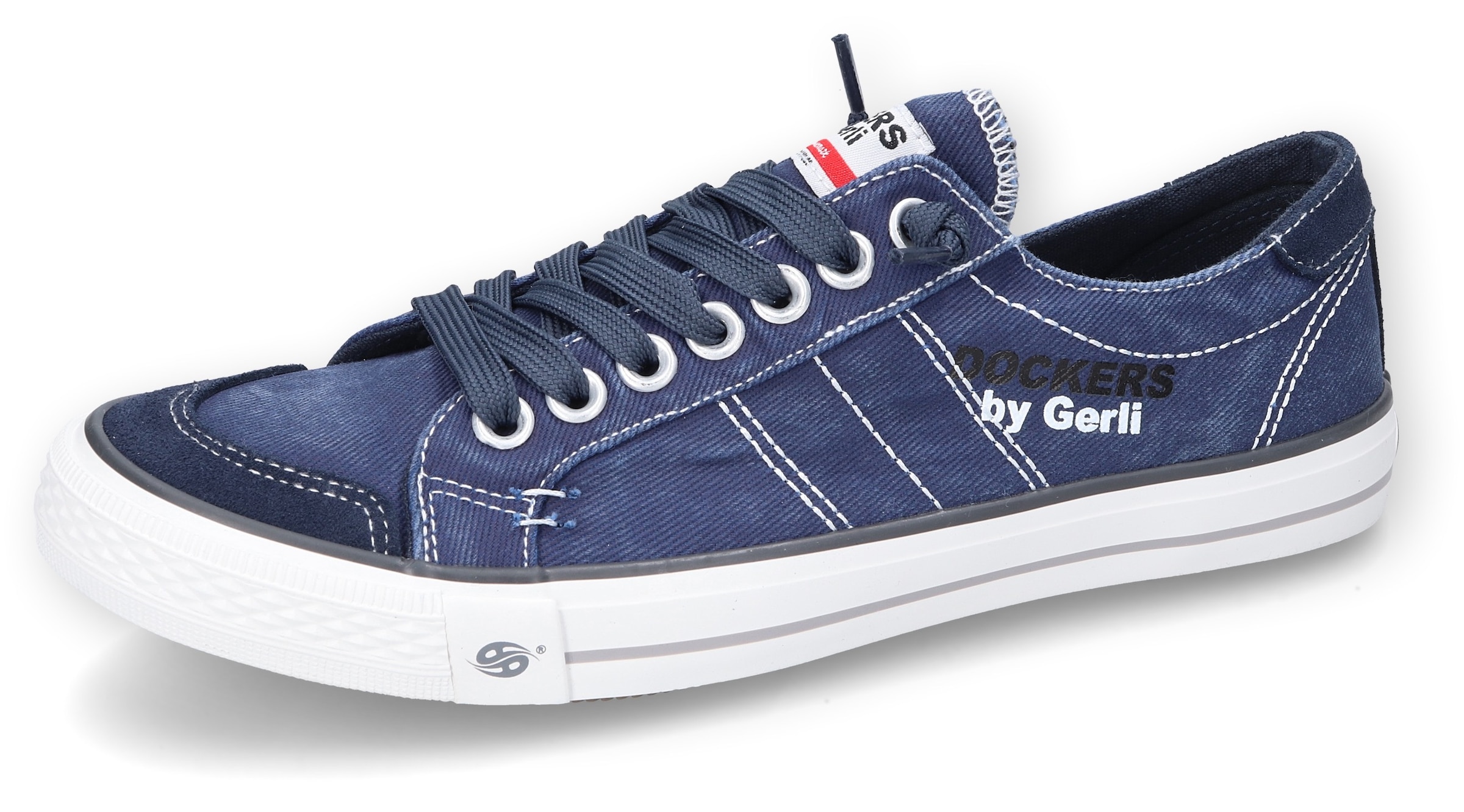 Dockers by Gerli Slip-On Sneaker  , Freizeitschuh, Retro Sneaker, Fake Schnürung, in cooler Jeansoptik