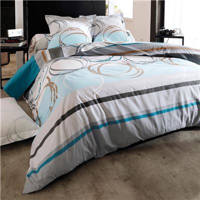 Linge de lit rayures et spirales - BECQUET CRÉATION