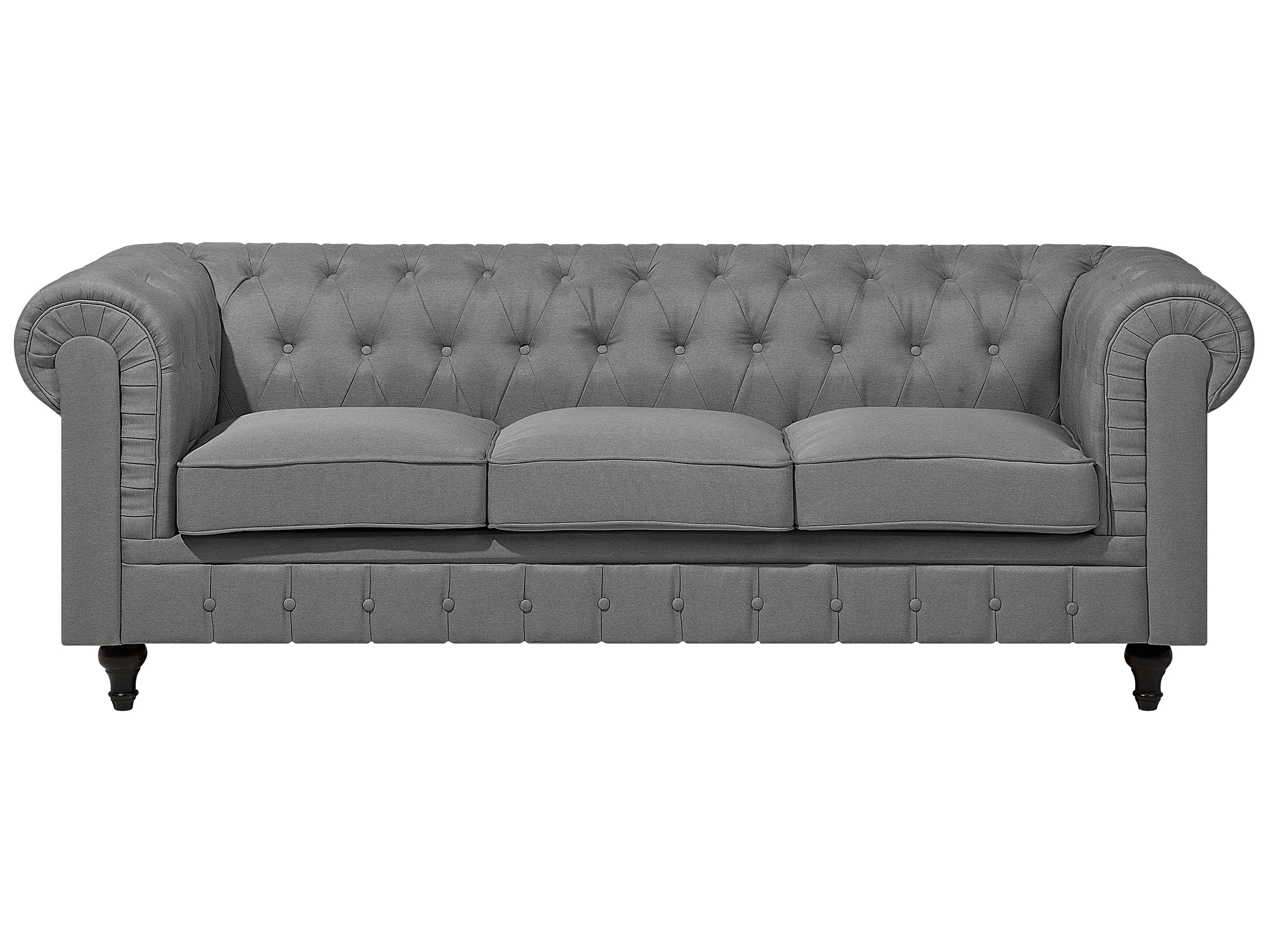 Bank 3-zits CHESTERFIELD Stof Lichtgrijs