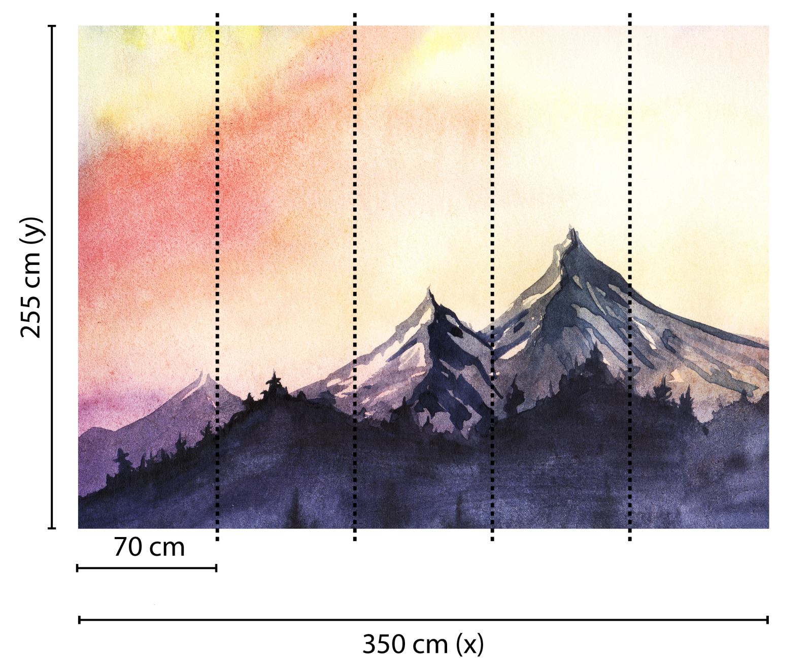 Fototapete DESIGNWALLS - grau-gelb - Berge - 2,55 Meter