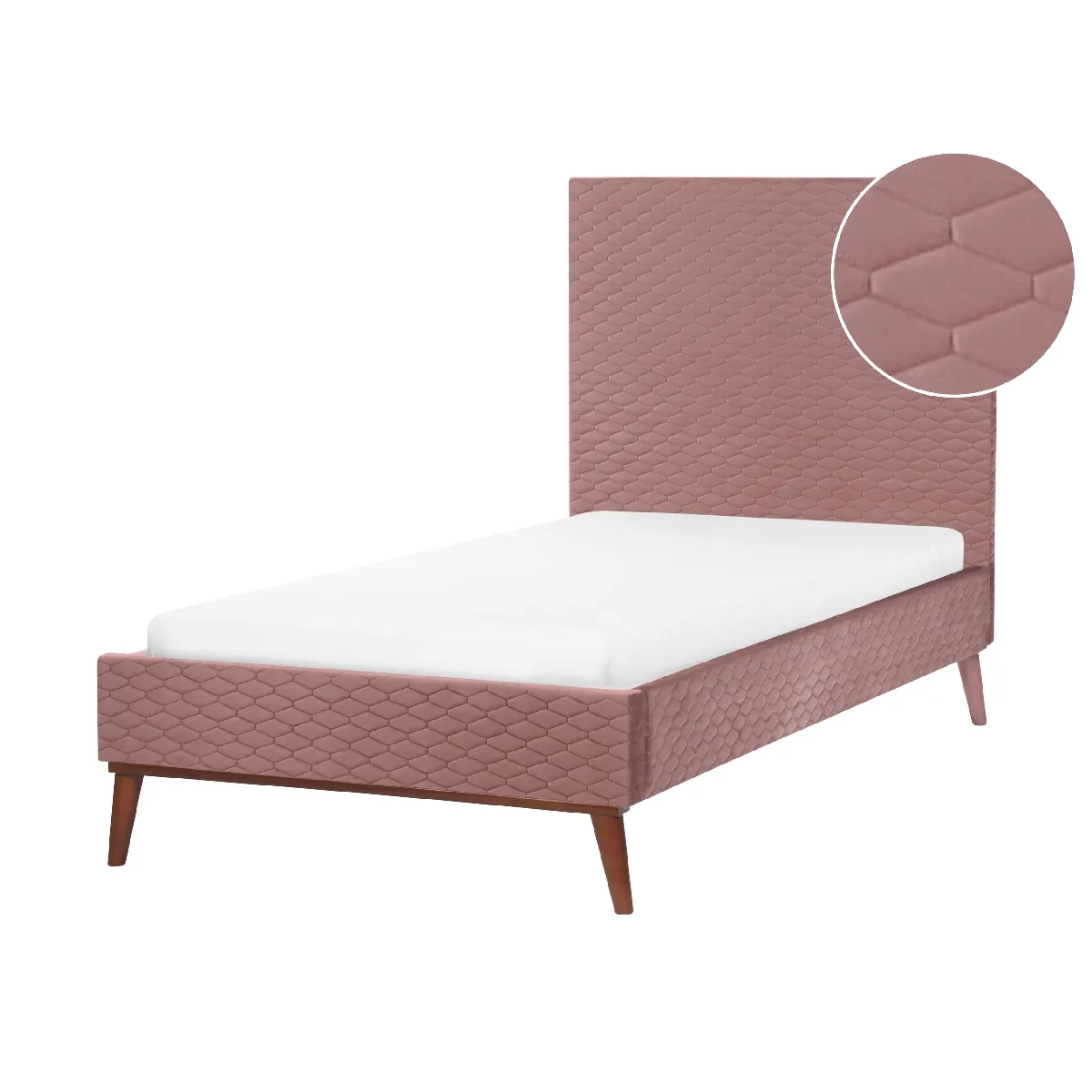 BELIANI Lit simple 90x200 cm - Velours Rose