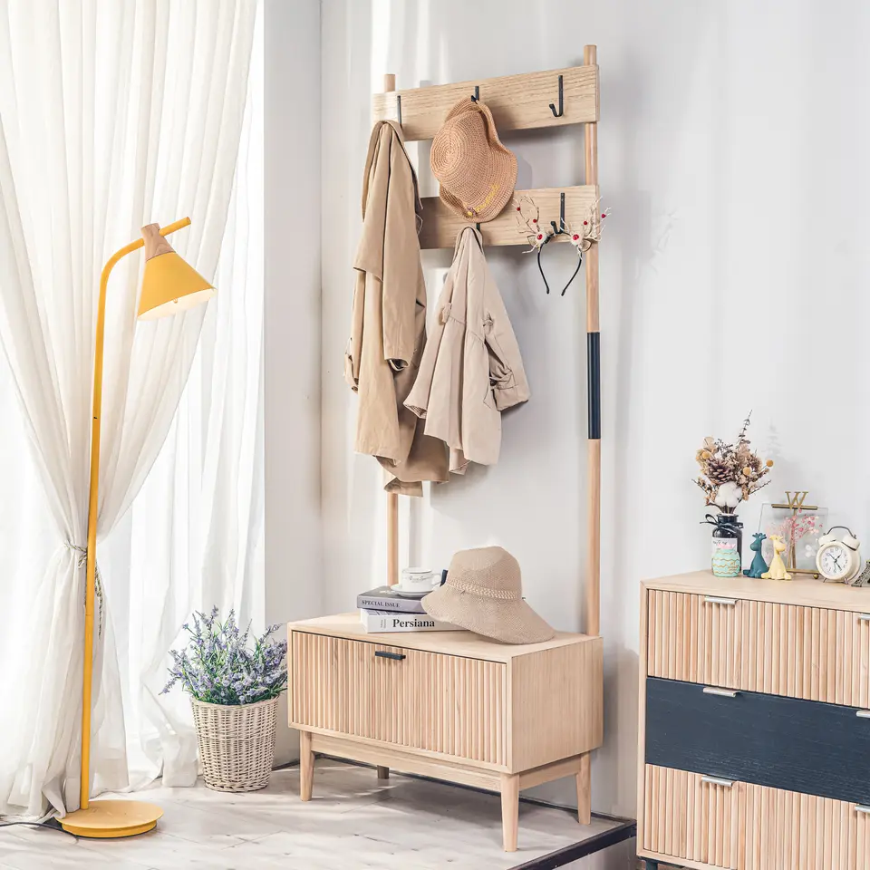 Massief houten entreekapstok
