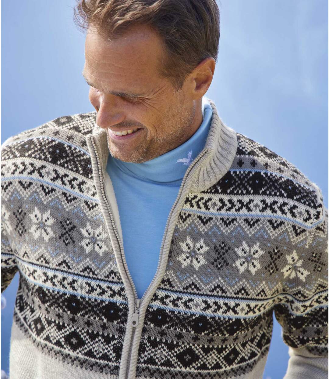 Blouson Tricot Jacquard Doublé Sherpa