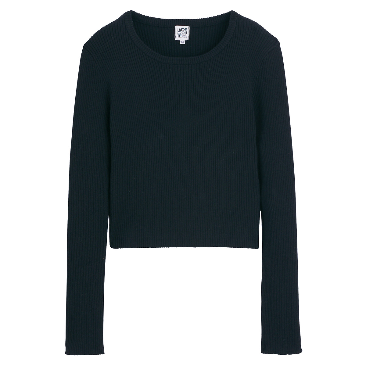 COLEÇÕES LA REDOUTE<br>Suéter slim de gola redonda em malha canelada fina