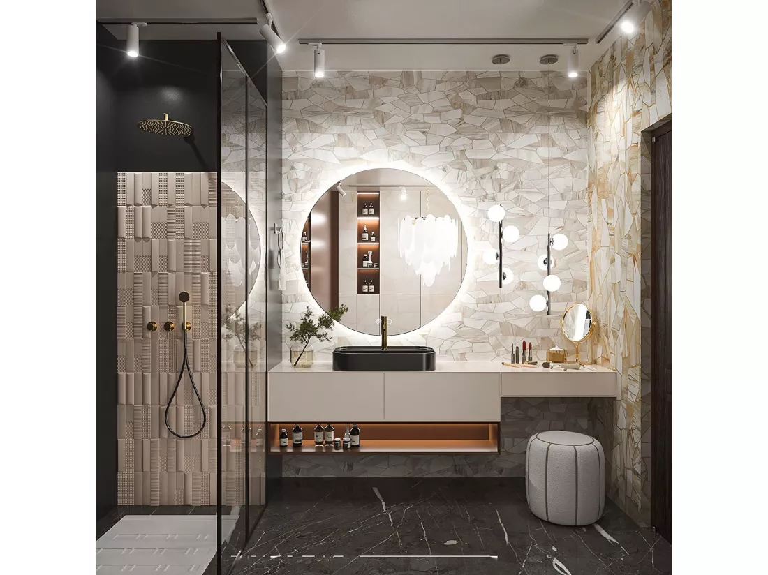 Miroir LED REA 70cm HZJ070 Chrome avec éclairage et fonction chauffage