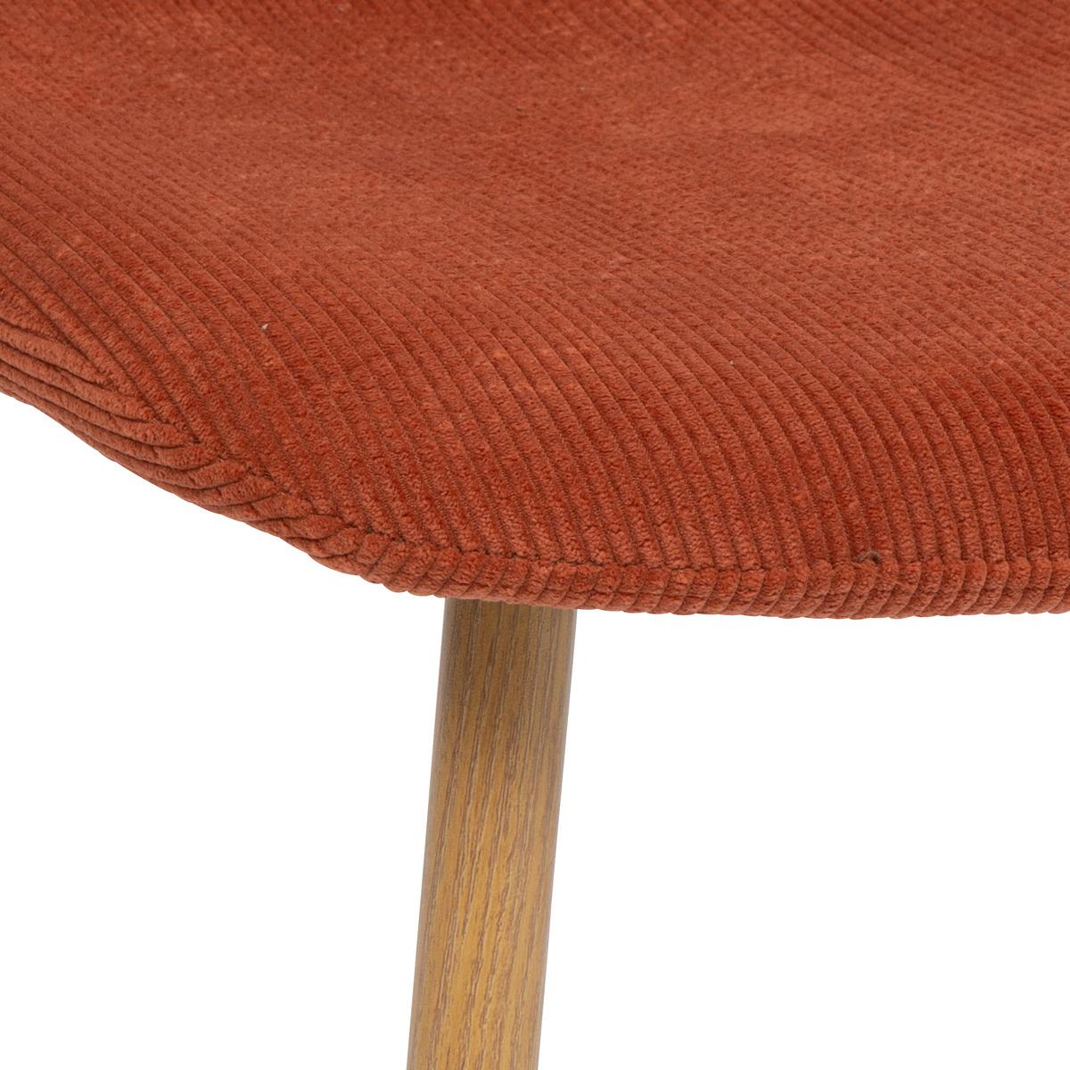 CHAISE ROKA VELOURS COTELE PIEDS IMITATION CHENE TERRACOTTA