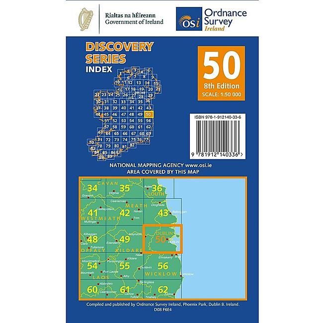 ORDNANCE SURVEY - 50 DUBLIN KILDARE IRLANDE 1 50 000