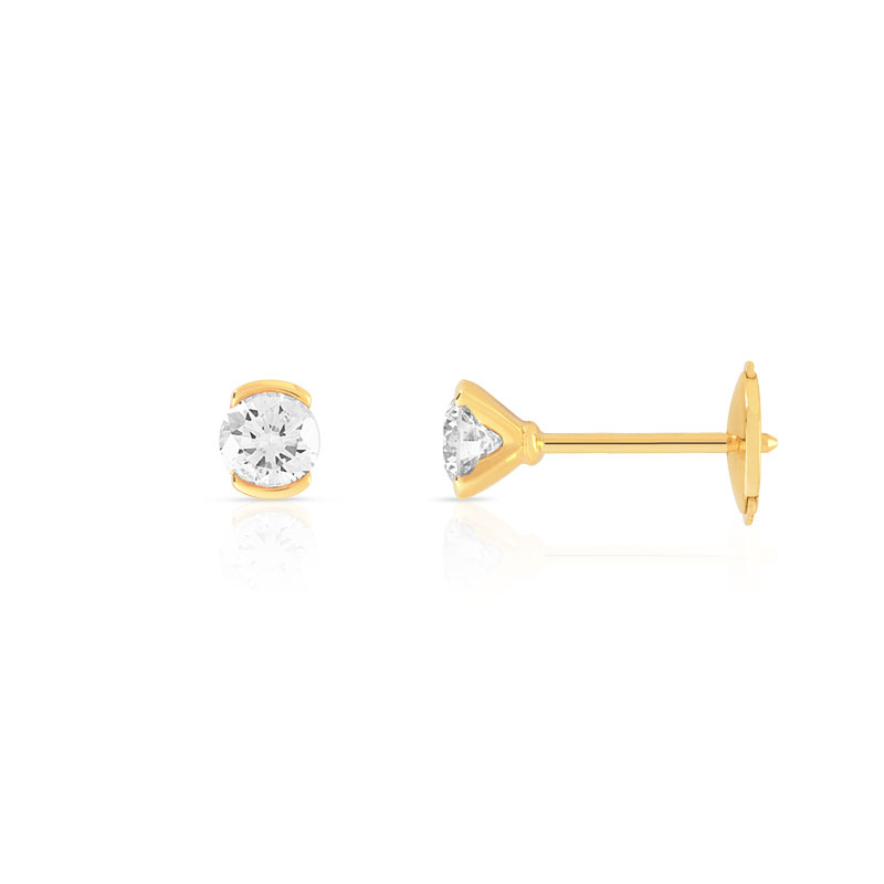 Boucles d'oreilles or 750 jaune diamant