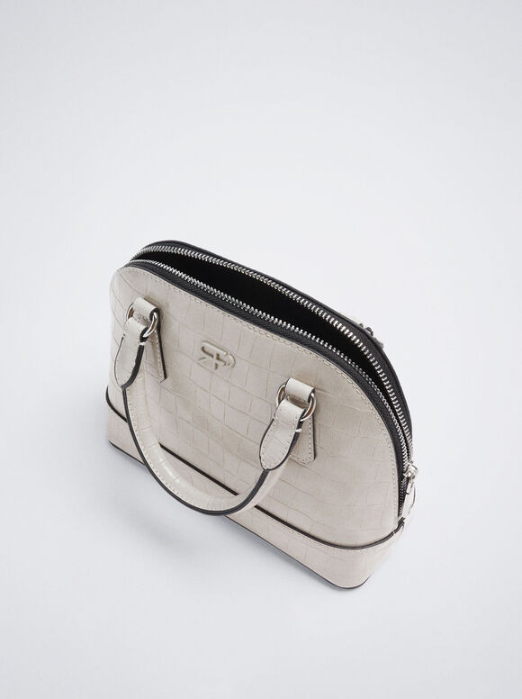 Bolsa transversal com estampa animal - Off-White