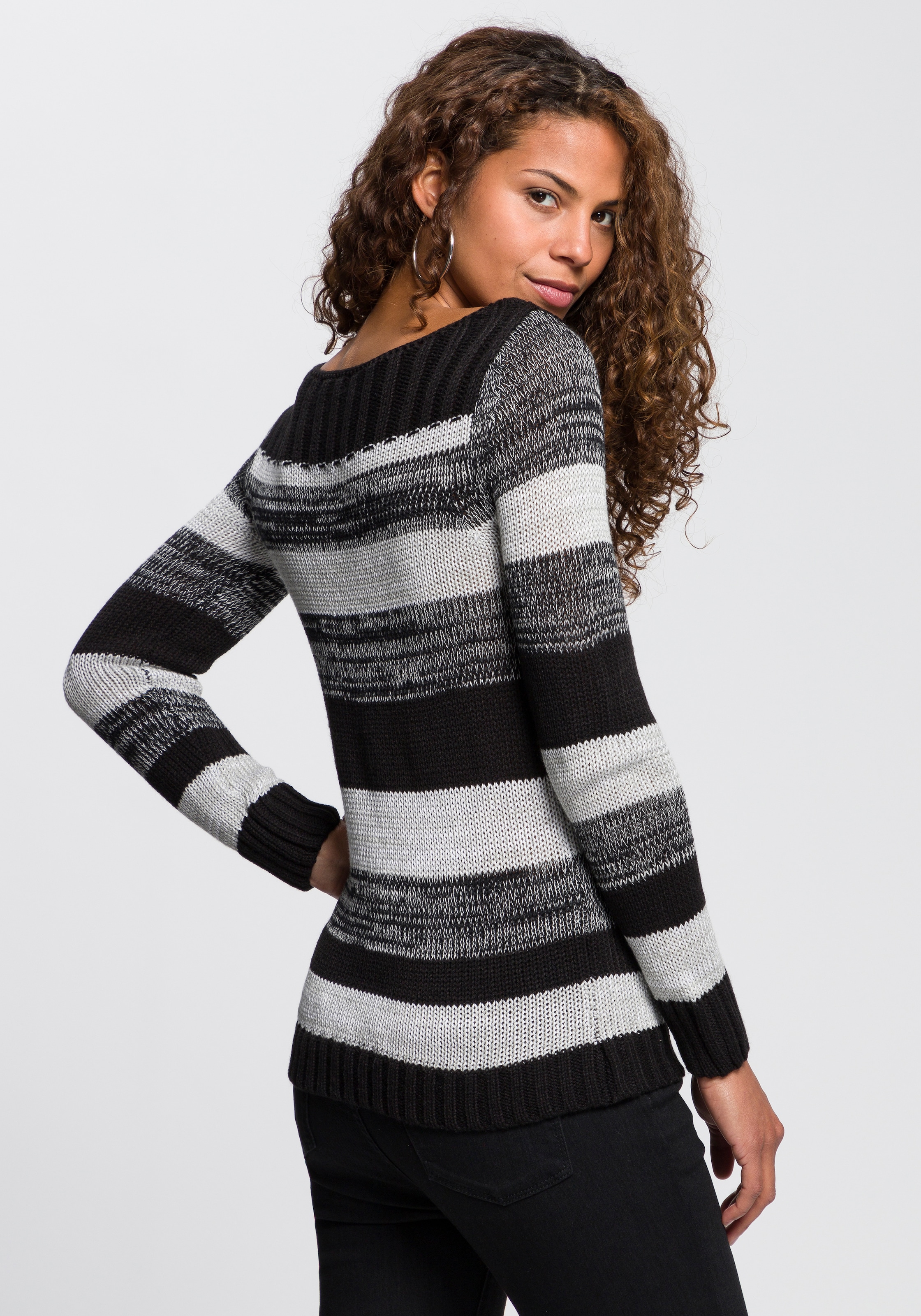 AJC Strickpullover , mit U-Boot Ausschnitt und tollem Streifendesign