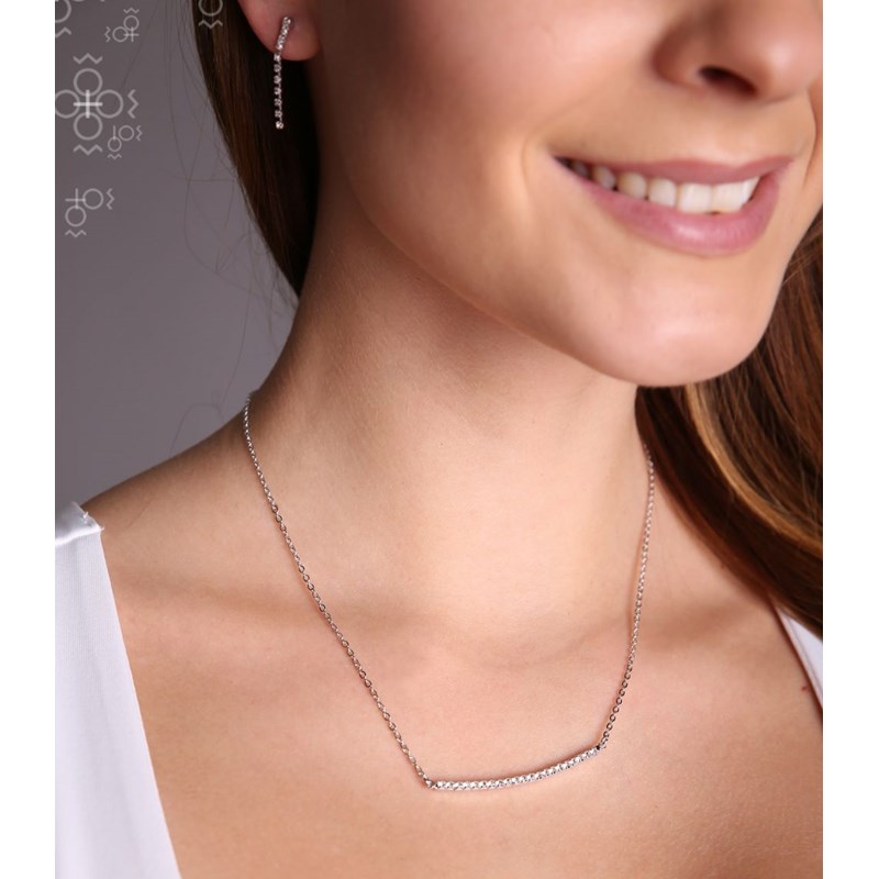 Collier ras du cou cristal Swarovski blanc en plaqué Or Blanc et rhodié