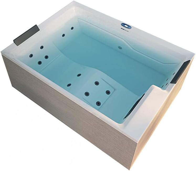 Home Deluxe - Outdoor Whirlpool Nimbus Deluxe Pure – ohne Treppe und Thermoabdeckung - Maße: 190 x 140 x 70 cm- Inkl. Heizung, 18 Massagedüsen I Außen Whirlpool für 2 Personen