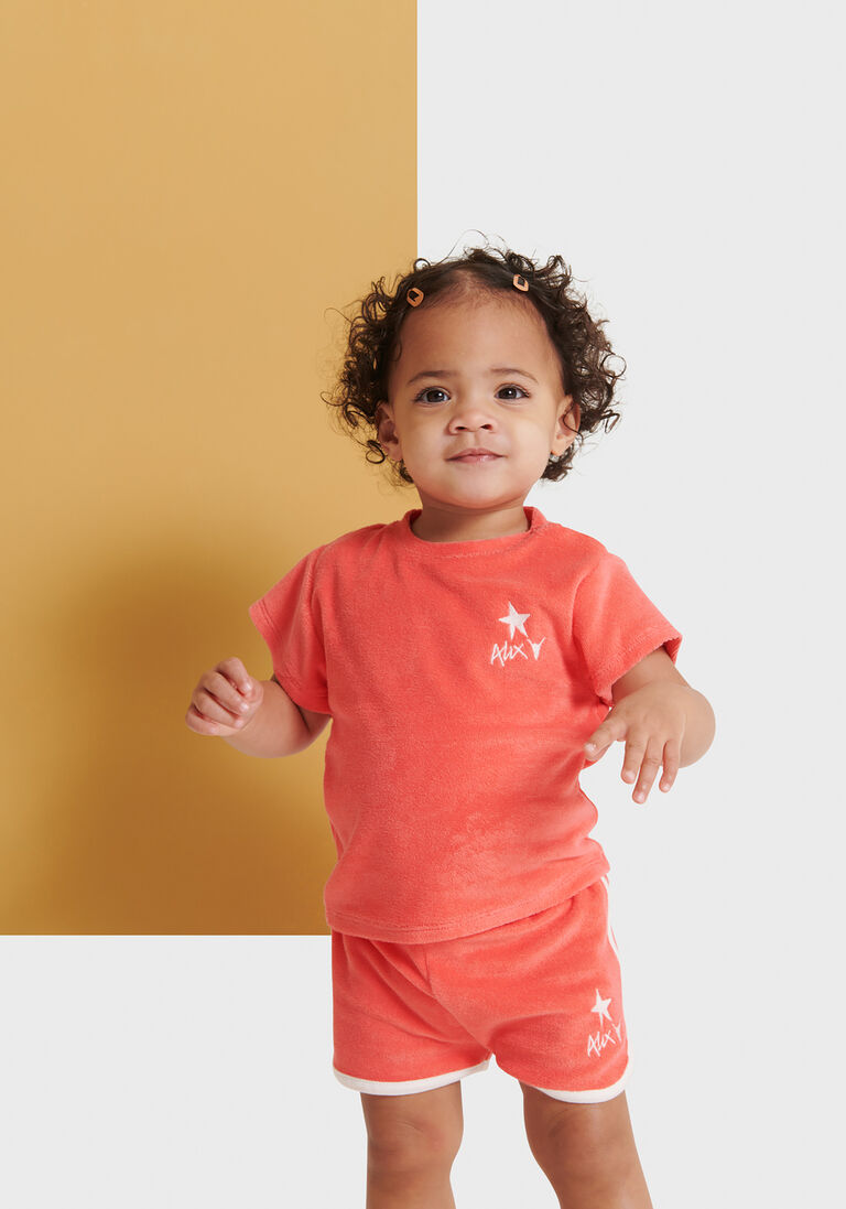 ALIX MINI koraal alix mini  baby knitted terry shorts