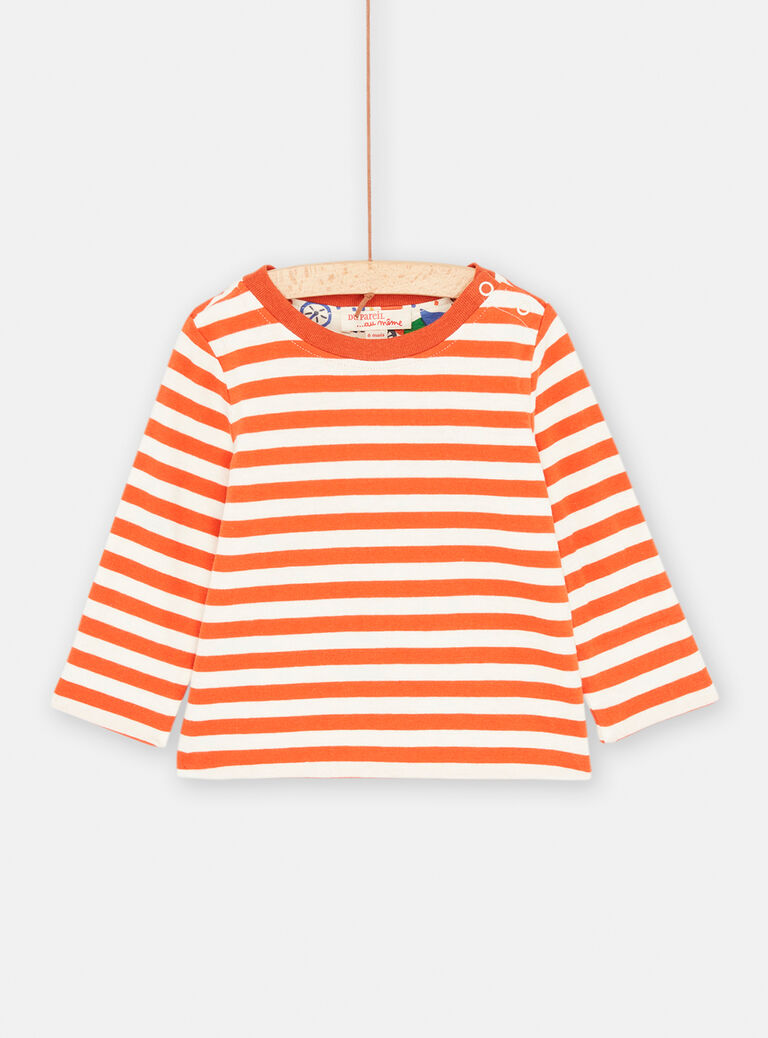 T-shirt écru et orange réversible pour bébé garçon