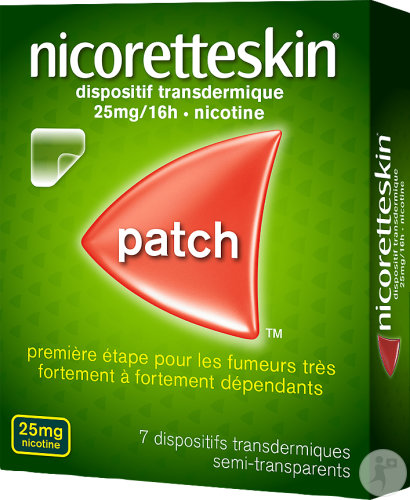 NicoretteSkin 25mg/16H Nicotine Dispositif Transdermique 7 Patchs