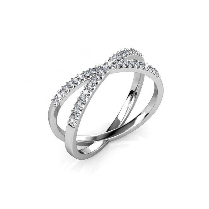 Bague X - Argenté et Cristal