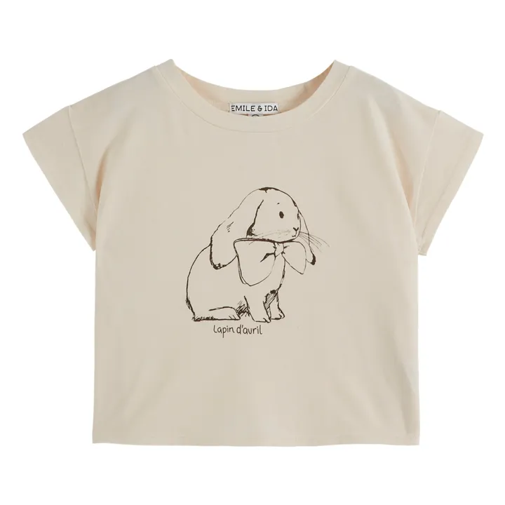 Emile et Ida T-shirt Lapin d'Avril | Ecru