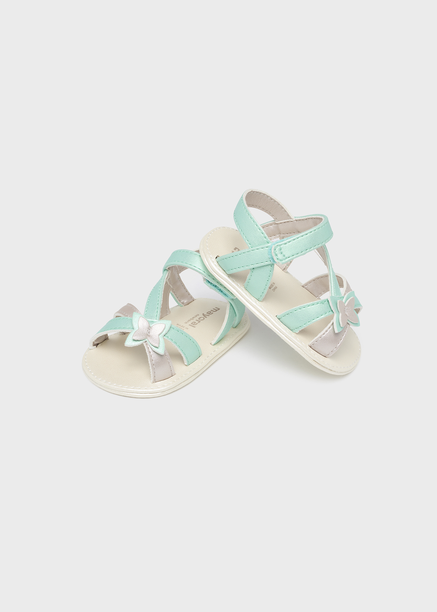 Sandália estampada com fecho de velcro para recém-nascido