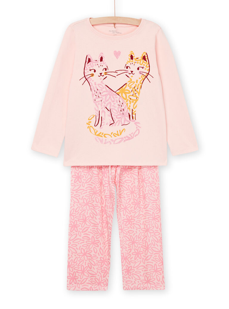 Pyjama à motif chats et imprimé fleurs