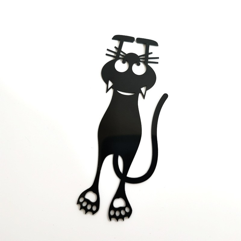 (2er Set) Kunststoff Buch Lesezeichen Katze Seiten Markierungen - Schwarz