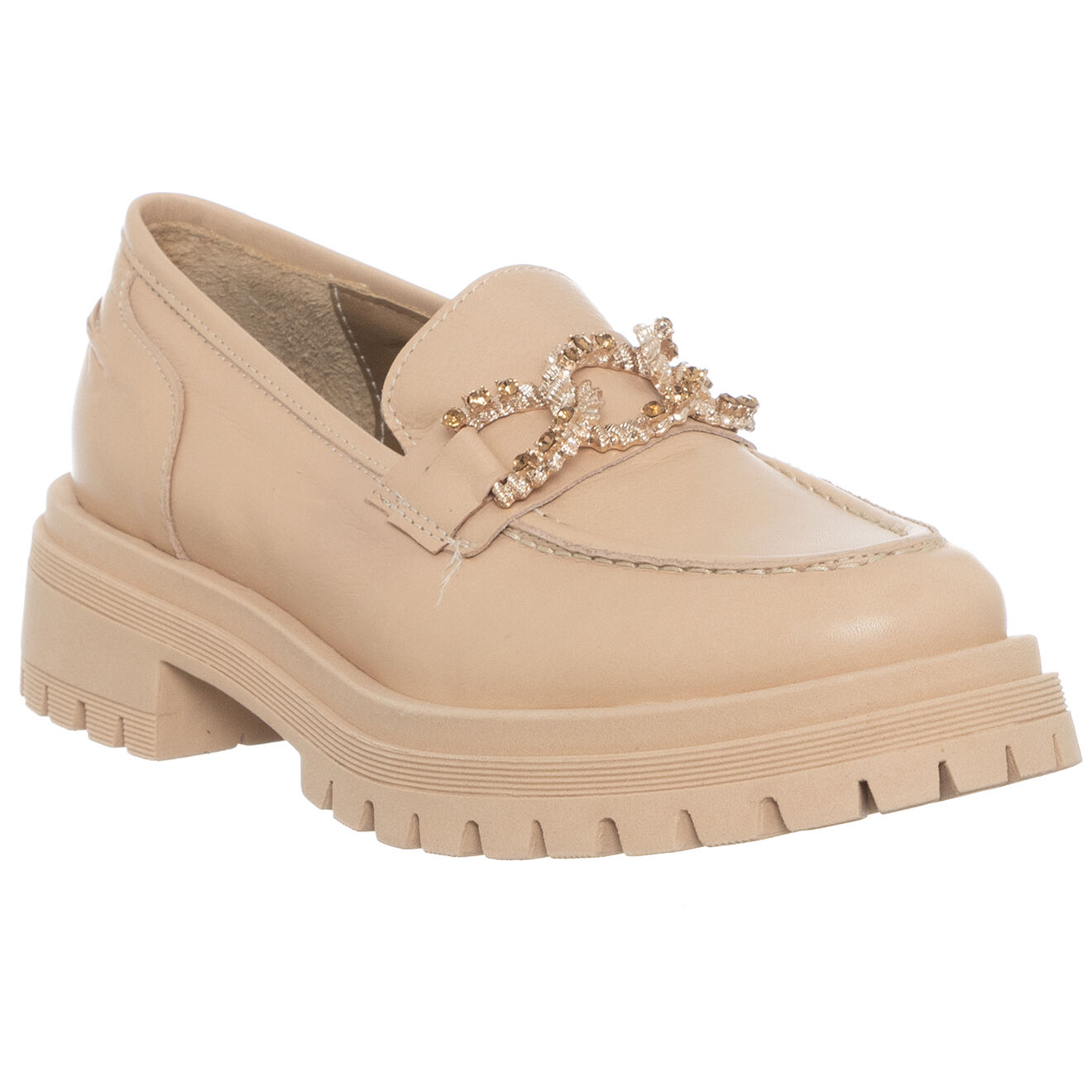 Loretta Pettinari Mocassins en Cuir Uslo  beiges - Talon 4.5 cm