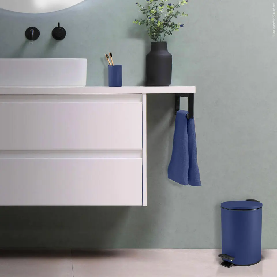 Spirella Pedaalemmer Cannes - blauw - 3L - metaal - 17 x 25 cm