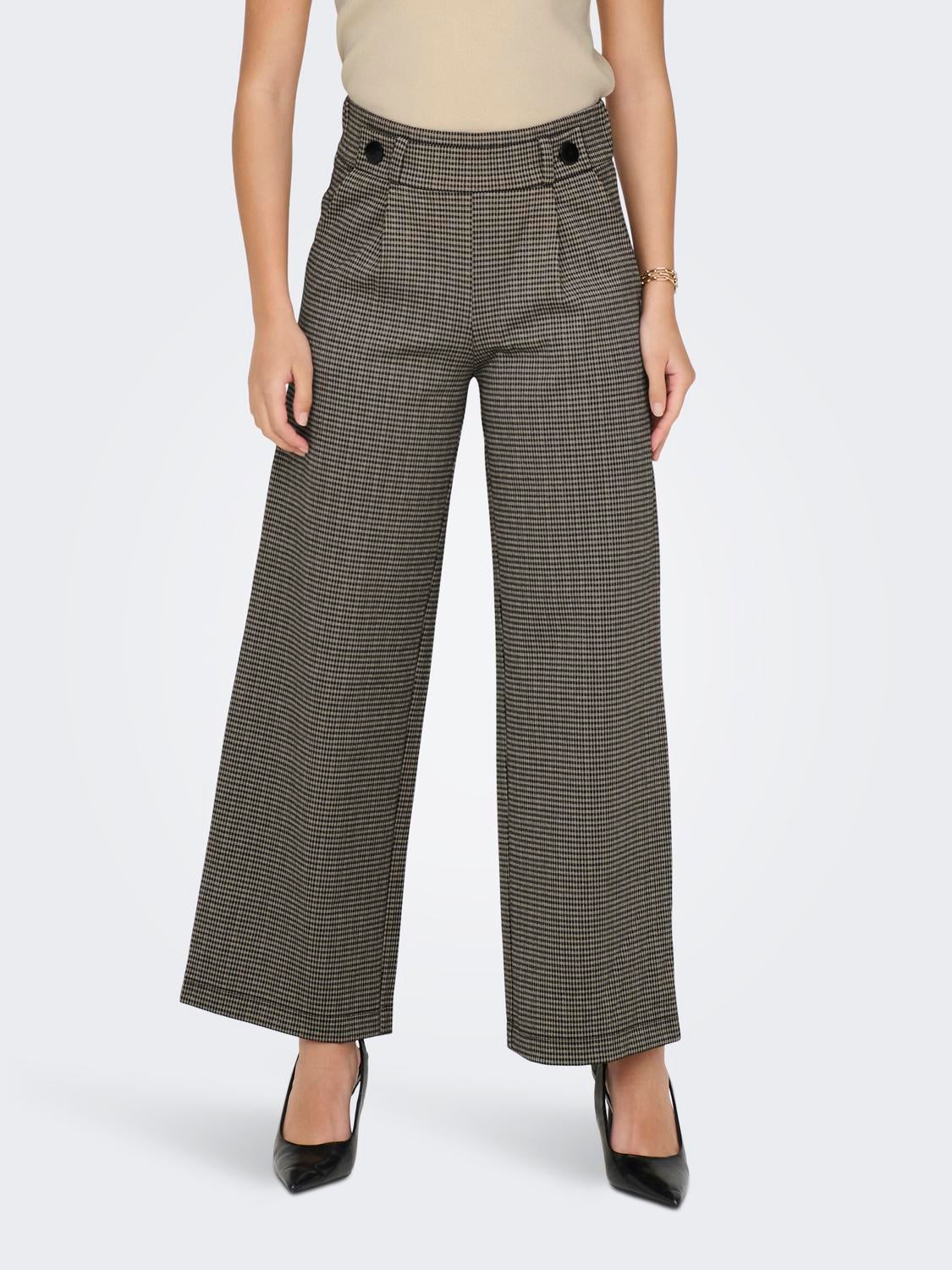 JDYGEGGO Mittlere Taille Weiter Beinschnitt Hose Cobblestone