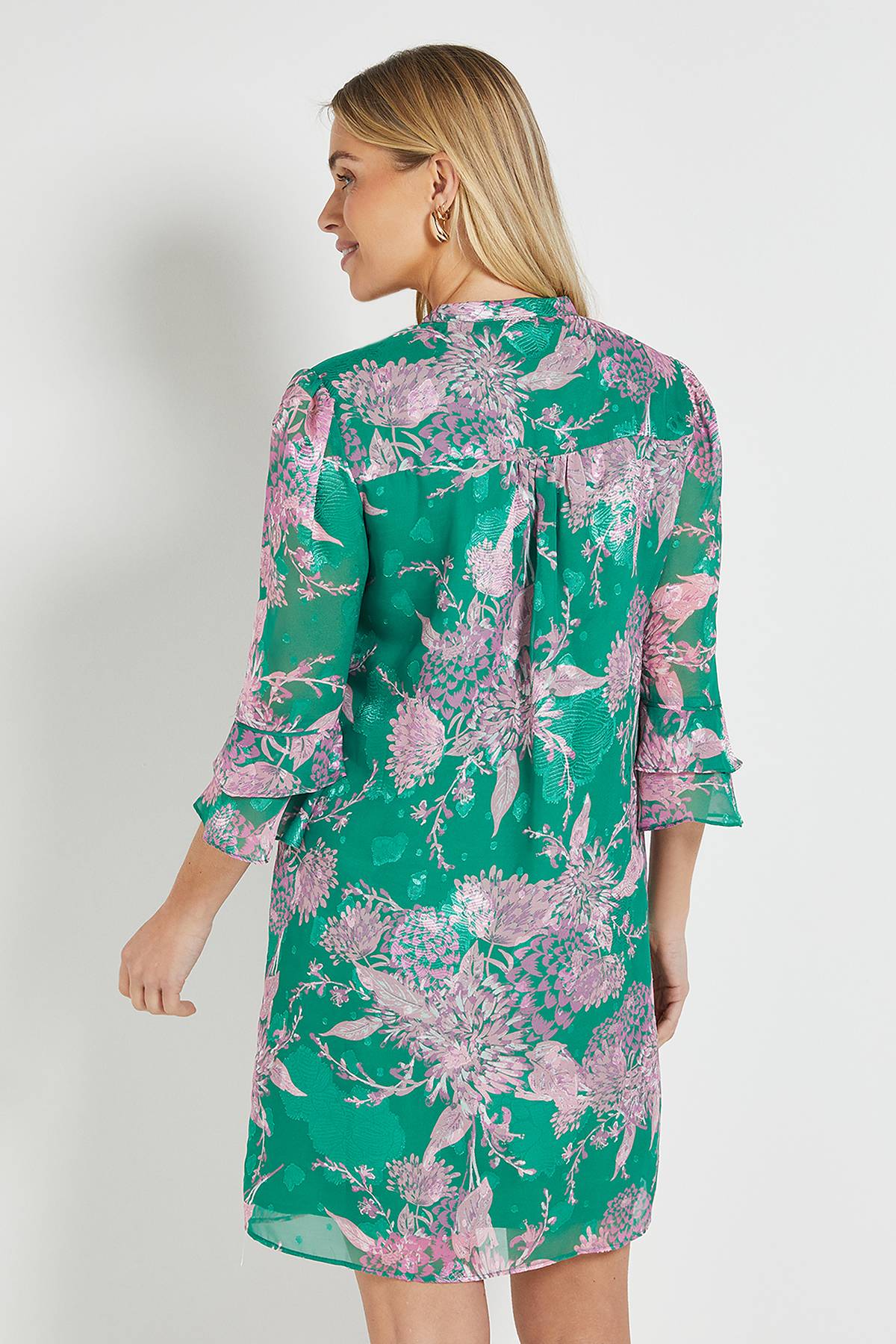 Wallis Robe Droite À Volants Petite Taille Imprimé Floral Dévoré