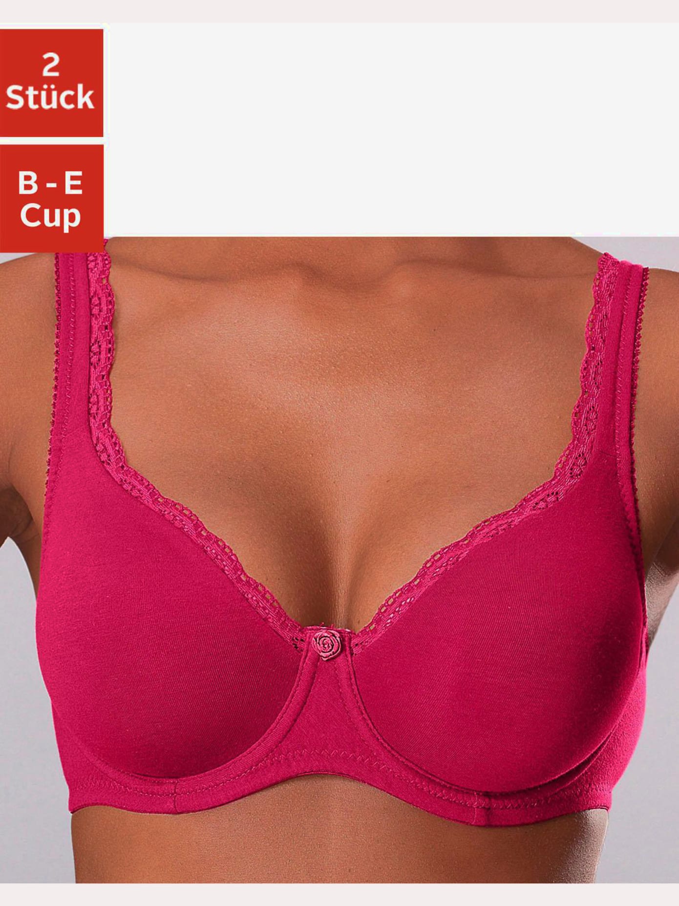 Soutien-gorge spécial t-shirt soutien-gorge basique avec bord dentelle décoratif sur les bonnets et les bretelles