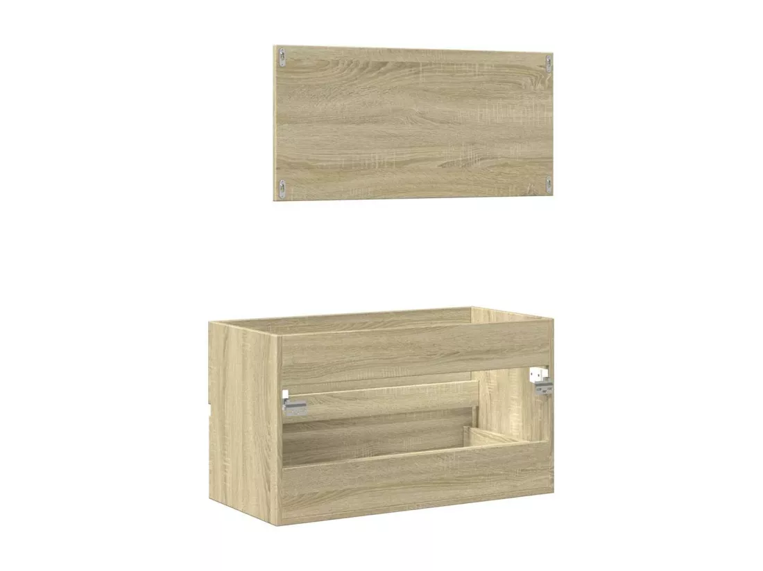 Meuble de salle de bain avec miroir chêne sonoma 80x38,5x45 cm