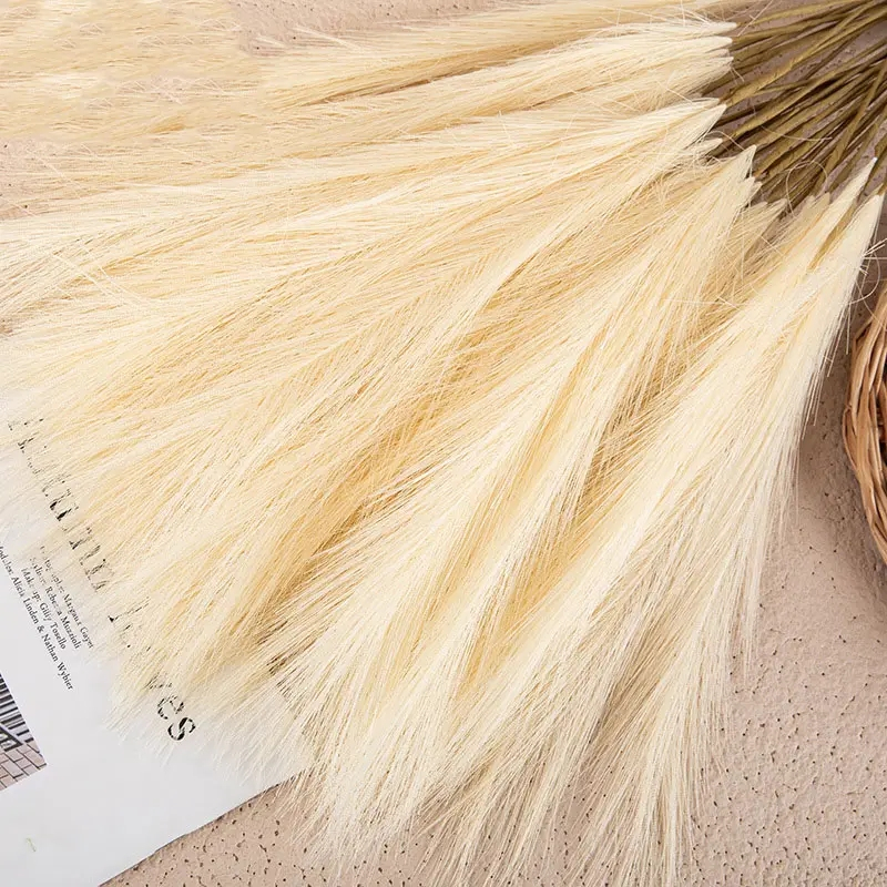 (10er Set) 55cm Deko Kunst Pampas Gras Boho Trockenblumen Hygge Lifestyle - Braun