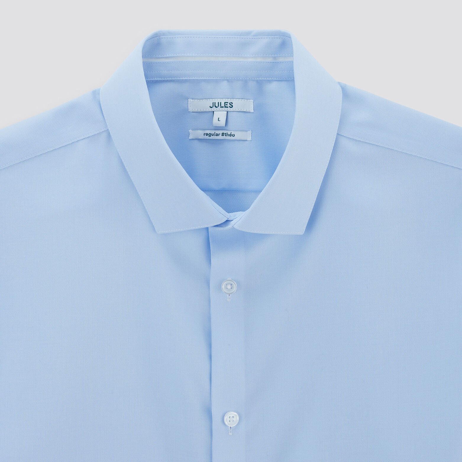 Chemise regular sans repassage unie coton Bleu clair