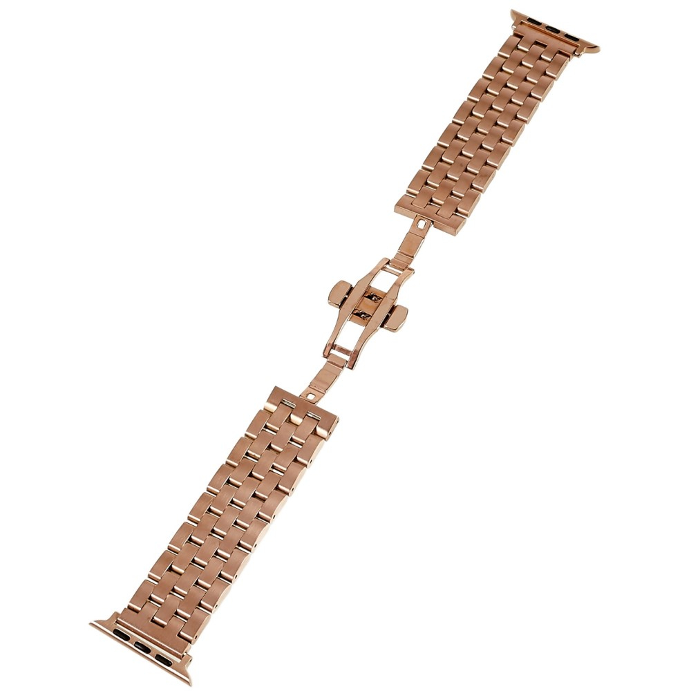 Apple Watch (49/46/45/44 mm) Edelstahl Glieder Armband mit Butterfly Verschluss - Roségold