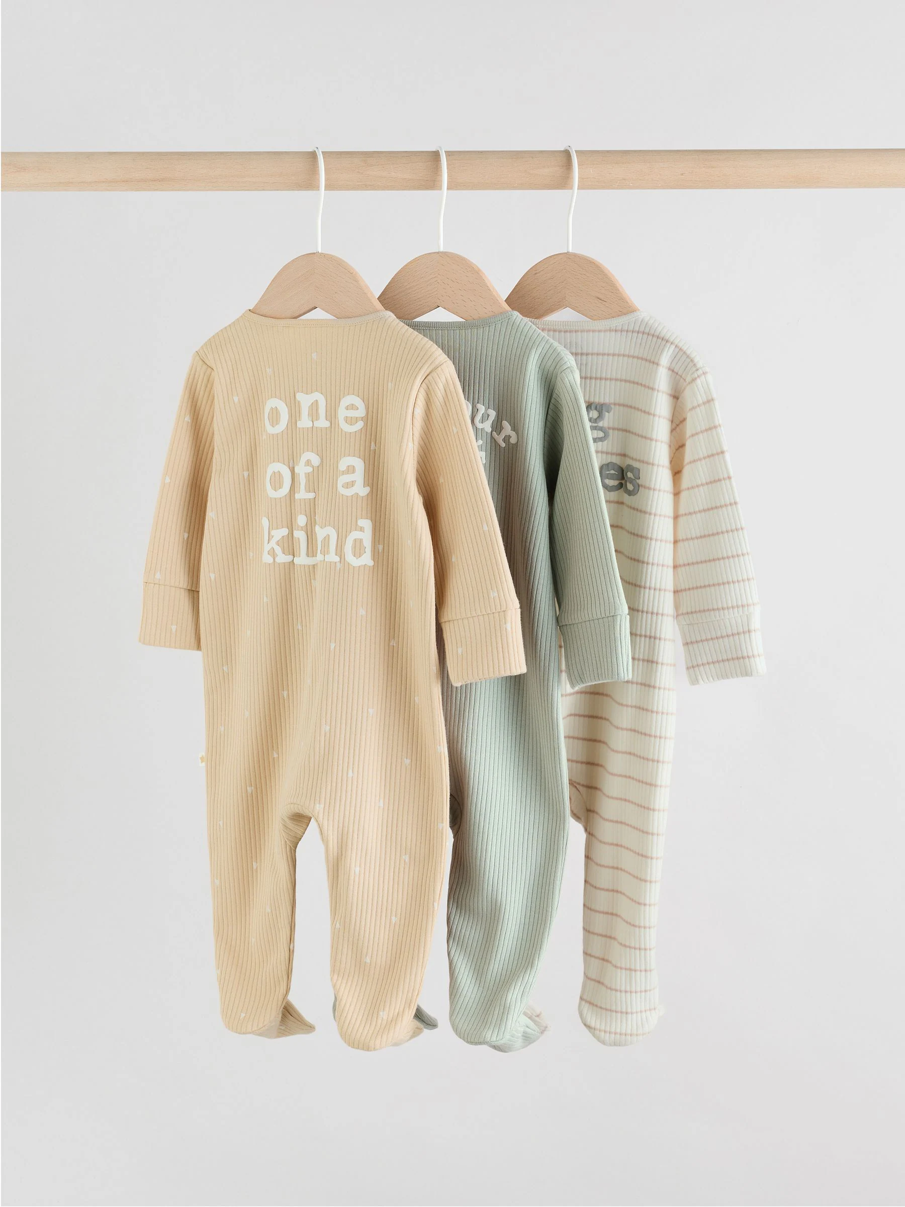 Mintgroen - Verpakking van 3 babypyjama's met tweewegrits (0-2jr)
