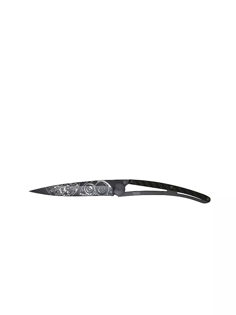 DEEJO Taschenmesser Kohlefaser Schwarz UHRWERK 37G schwarz